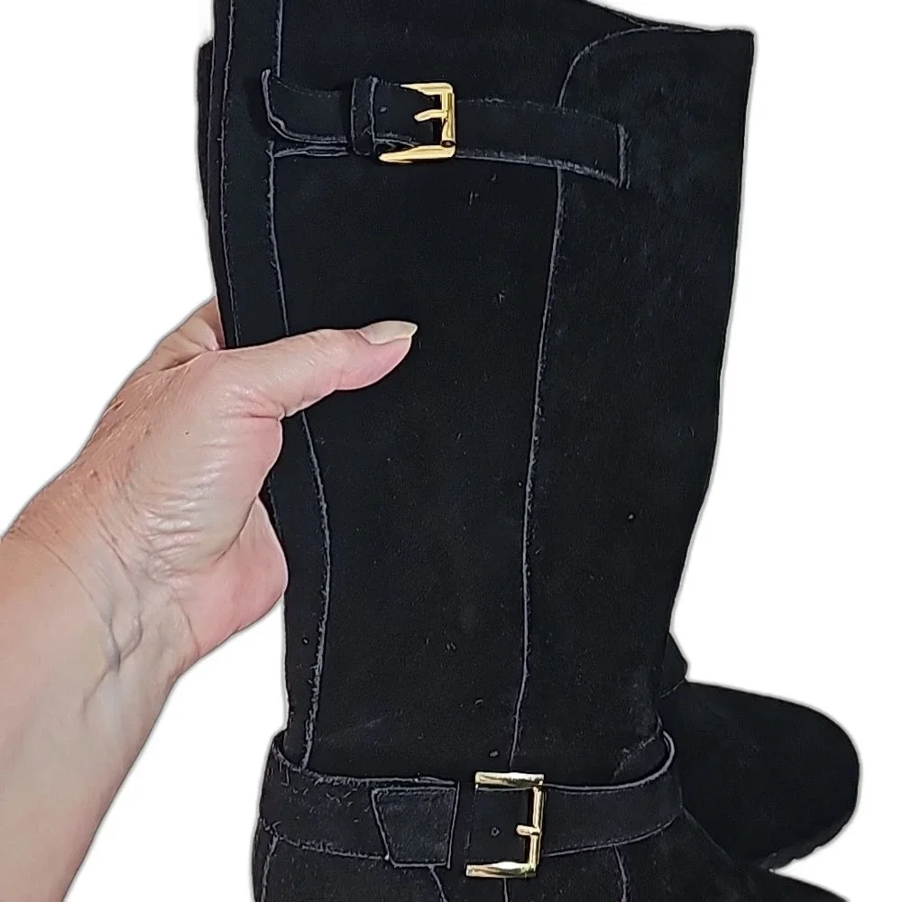 Campus Boots Black Suede Silvertone Hardware Size 7